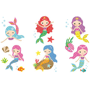 6pcs-Mermaid-Diamond Painting Free Stickers