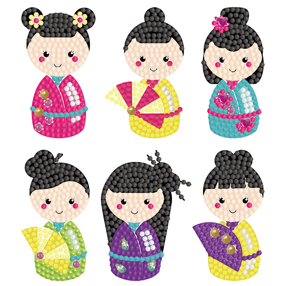 6pcs-Doll-Diamond Painting Free Stickers