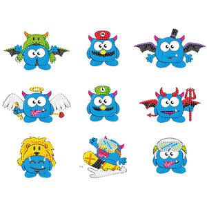 9pcs-Smurfs-Diamond Painting Free Stickers