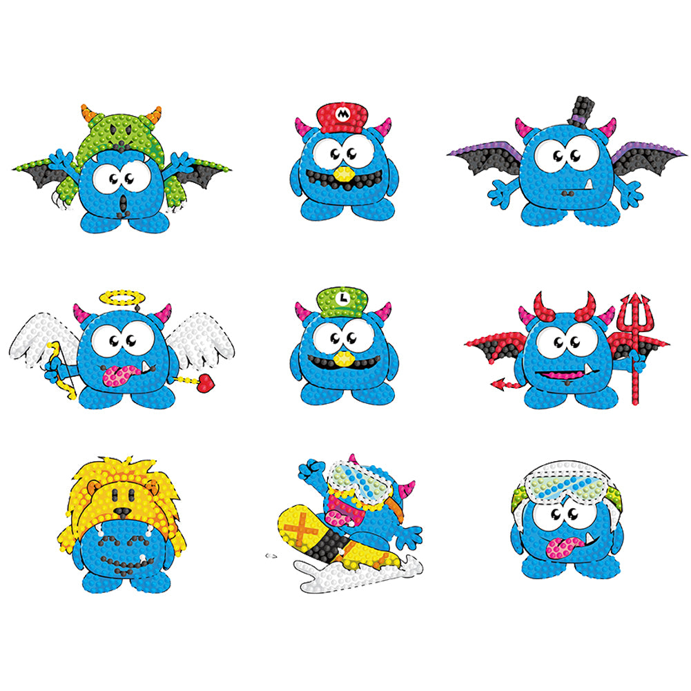 9pcs-Smurfs-Diamond Painting Free Stickers