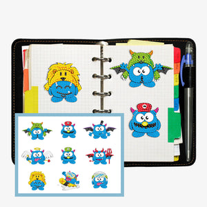 9pcs-Smurfs-Diamond Painting Free Stickers