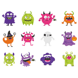 12pcs-Monster-Diamond Painting Free Stickers