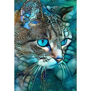 Blue Cat-Full Drill Diamond Painting