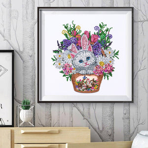 Bunny Cat-Special Shaped Crystal Diamond Painting-30*30cm