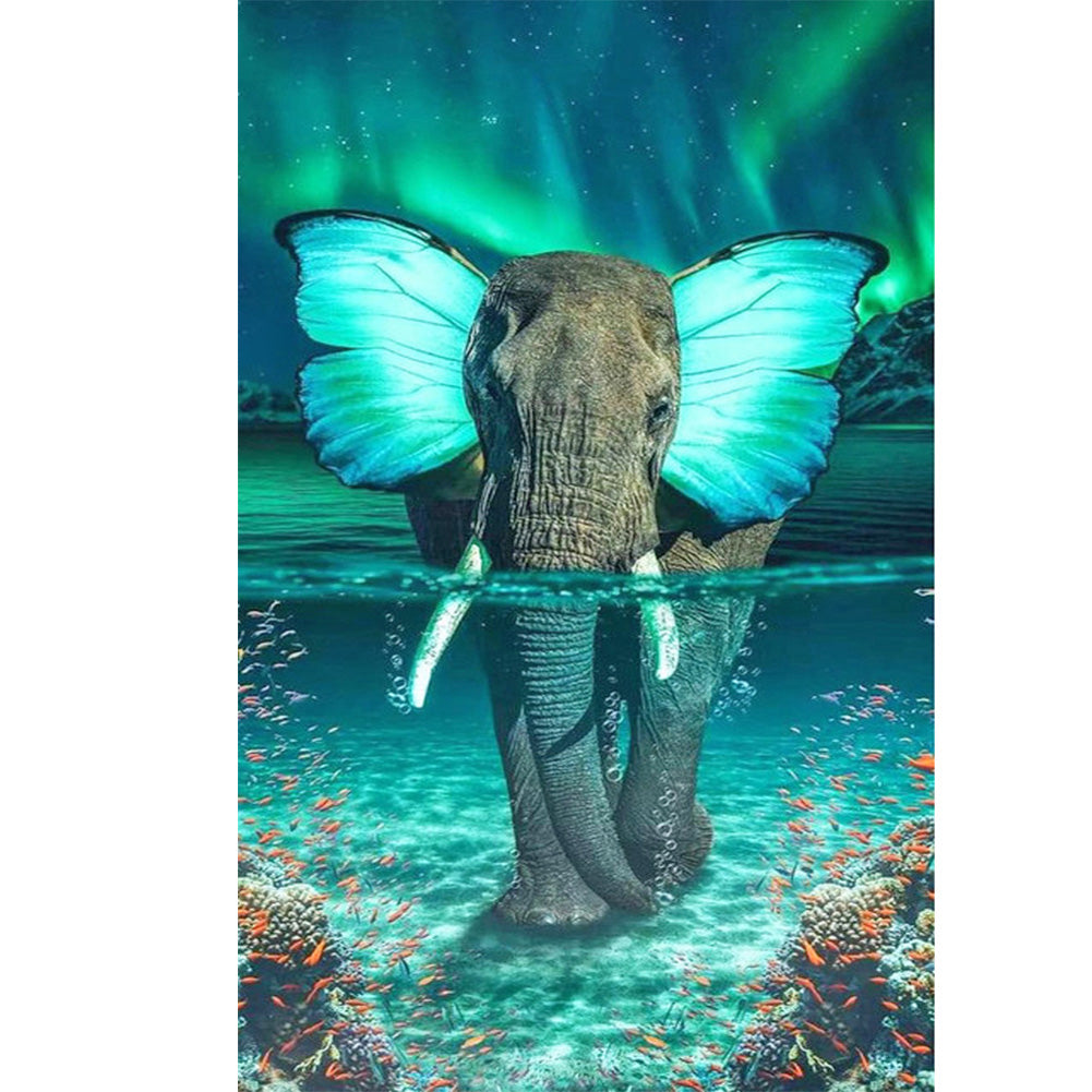 Butterfly Elephant-Full Drill Diamond Painting-40x70cm