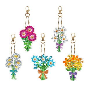 5pcs Bouquet Double Sided Keychain