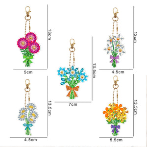 5pcs Bouquet Double Sided Keychain