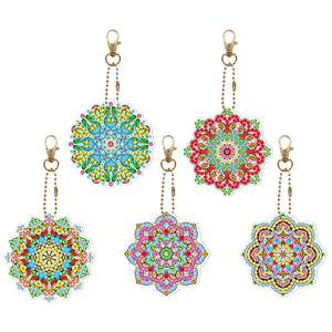 5pcs Mandala Double Sided Keychain