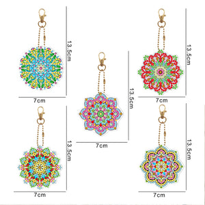 5pcs Mandala Double Sided Keychain