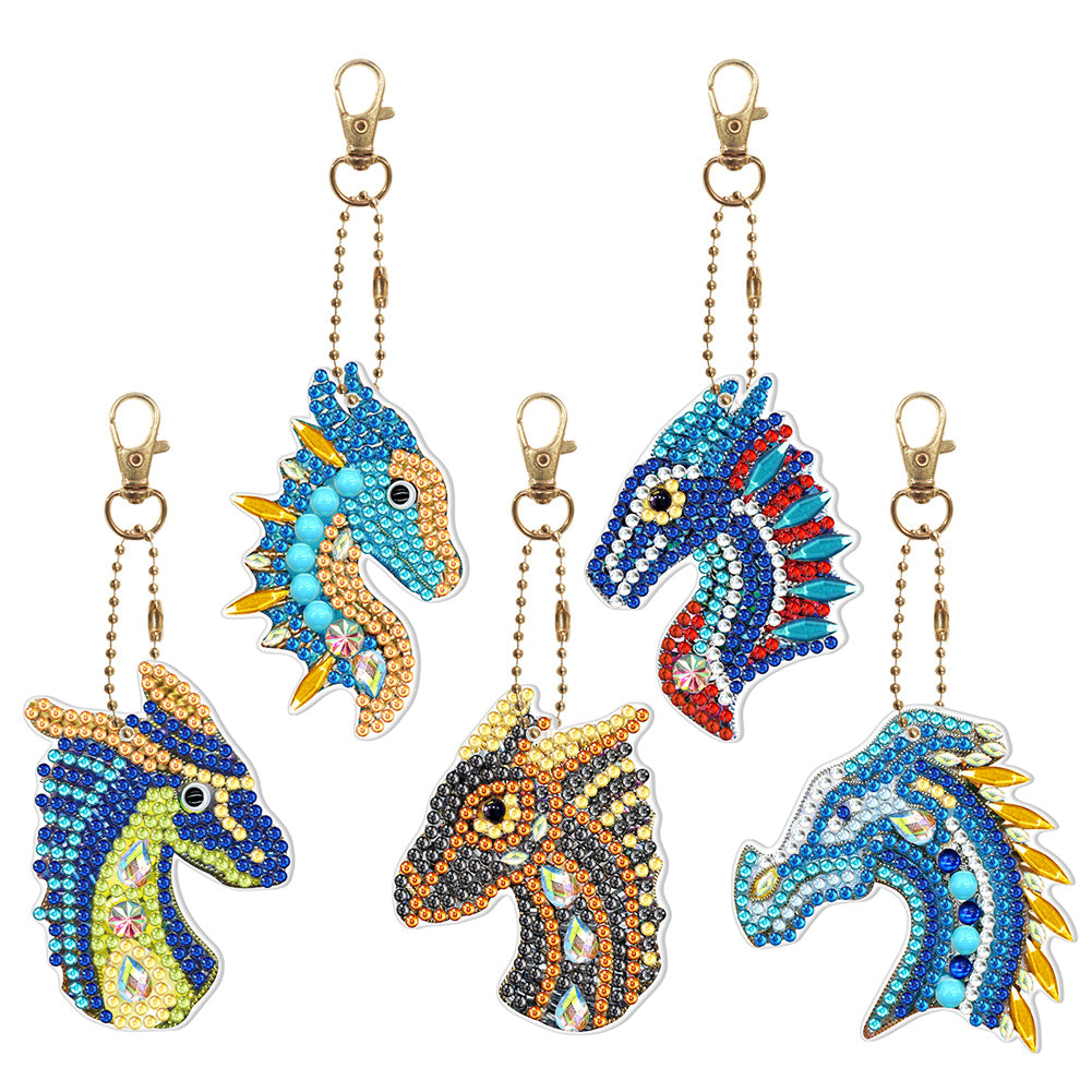 5pcs Dragon Double Sided Keychain