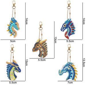 5pcs Dragon Double Sided Keychain