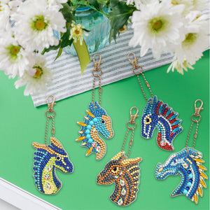 5pcs Dragon Double Sided Keychain