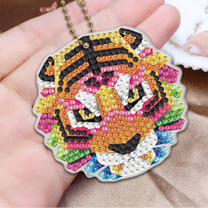 5pcs Animal Tiger Double Sided Keychain