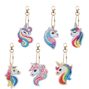 6pcs Rainbow Horse Double Sided Keychain