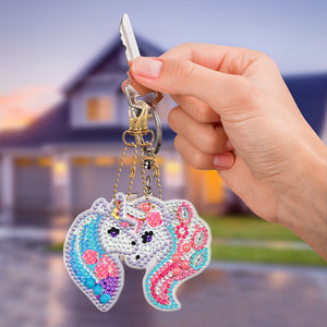 6pcs Rainbow Horse Double Sided Keychain