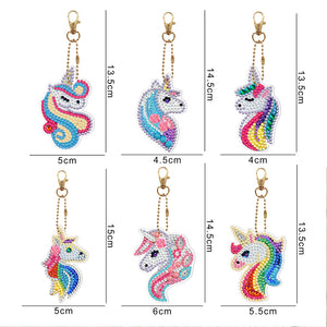 6pcs Rainbow Horse Double Sided Keychain