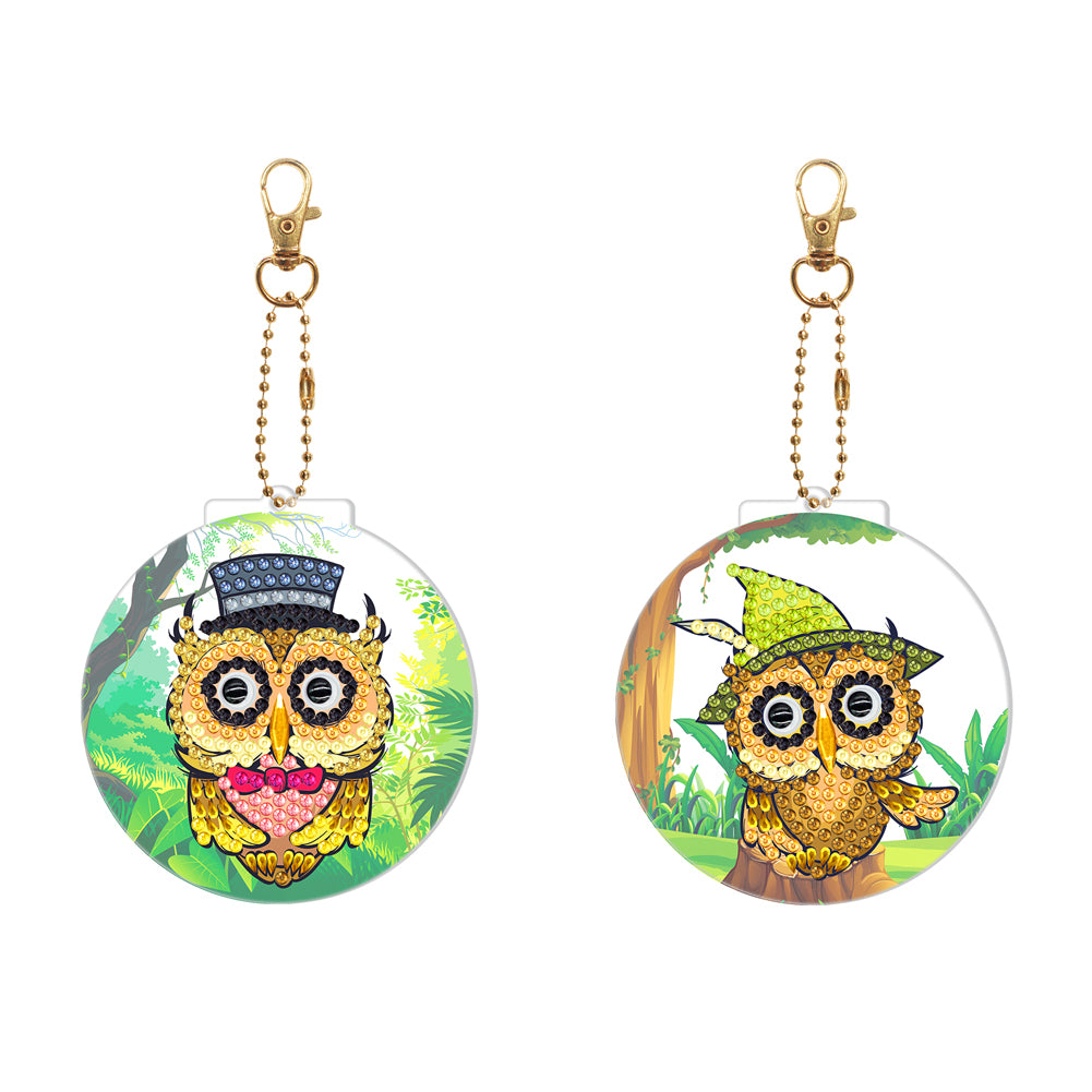 2pcs Owl Double Sided Keychain