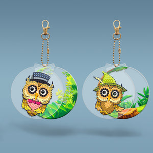 2pcs Owl Double Sided Keychain