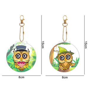 2pcs Owl Double Sided Keychain