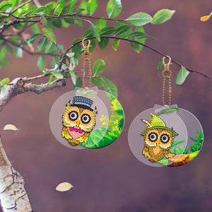 2pcs Owl Double Sided Keychain