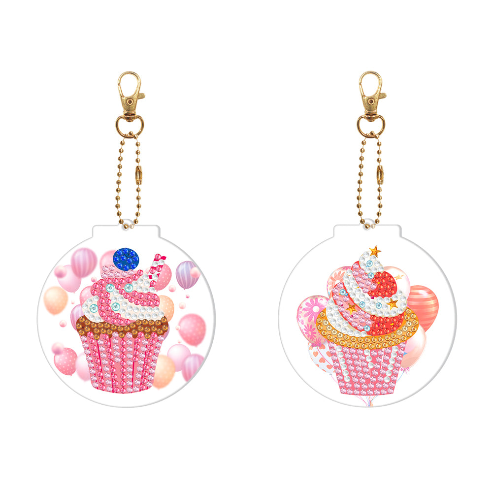 2pcs Cake Double Sided Keychain