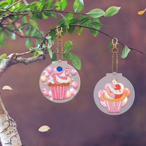 2pcs Cake Double Sided Keychain