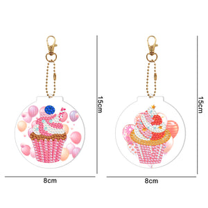 2pcs Cake Double Sided Keychain