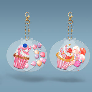 2pcs Cake Double Sided Keychain