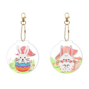 2pcs Rabbit Double Sided Keychain