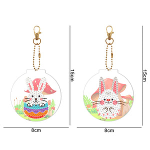 2pcs Rabbit Double Sided Keychain