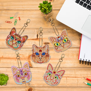 5pcs Elf Cat Double Sided Keychain