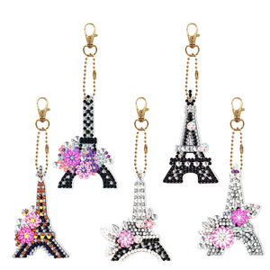 5pcs Eiffel Tower Double Sided Keychain