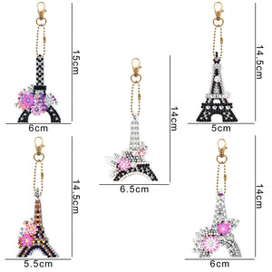 5pcs Eiffel Tower Double Sided Keychain