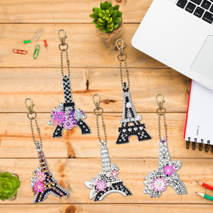 5pcs Eiffel Tower Double Sided Keychain