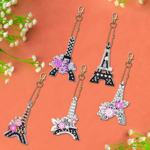 5pcs Eiffel Tower Double Sided Keychain