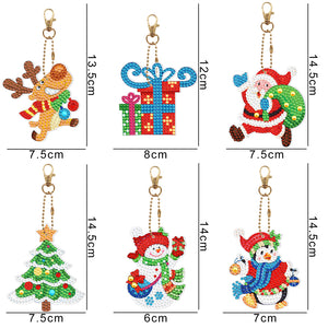 6pcs Christmas Present Double Sided Keychain