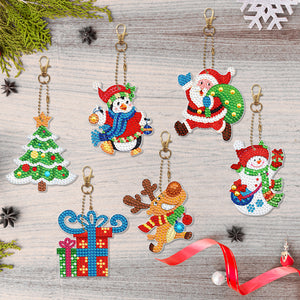 6pcs Christmas Present Double Sided Keychain