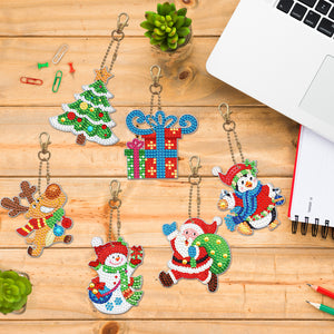 6pcs Christmas Present Double Sided Keychain