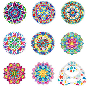 8pcs/set +1 storage rack-Mandala-Acrylic Diamond Coaster