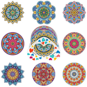 8pcs/set +1 storage rack-Mandala-Acrylic Diamond Coaster