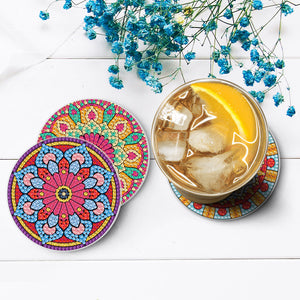 8pcs/set +1 storage rack-Mandala-Acrylic Diamond Coaster