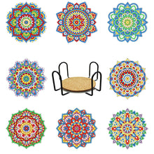 Load image into Gallery viewer, 8pcs/set +1 storage rack-Mandala-Wooden Diamond Coaster
