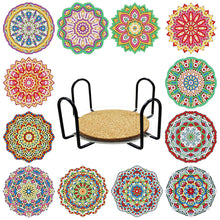 Load image into Gallery viewer, 8pcs/set +1 storage rack-Mandala-Wooden Diamond Coaster
