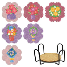 Load image into Gallery viewer, 6pcs/set +1 storage rack-Flowers-Wooden Diamond Coaster
