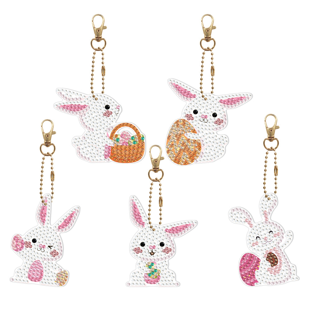 5pcs Rabbit Double Sided Keychain