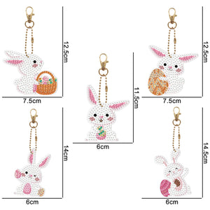 5pcs Rabbit Double Sided Keychain