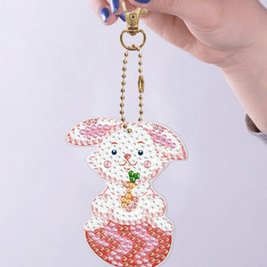 8pcs Rabbit Double Sided Keychain