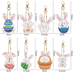 8pcs Rabbit Double Sided Keychain