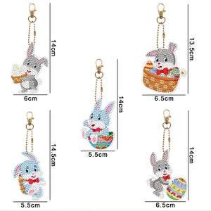 5pcs Rabbit Double Sided Keychain