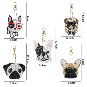 5pcs Dog Double Sided Keychain